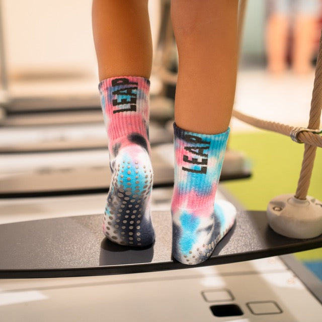 Tie-Dye Sport Grip Socks for Kids - Blue/Pink