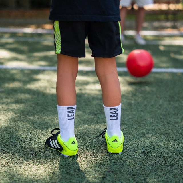 White Football Ankle Grip Socks for Kids