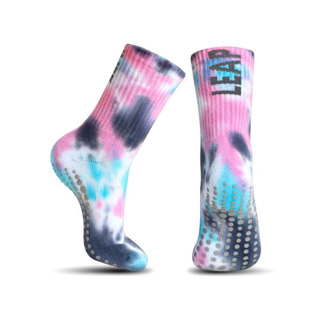 Tie-Dye Sport Grip Socks for Kids - Blue/Pink