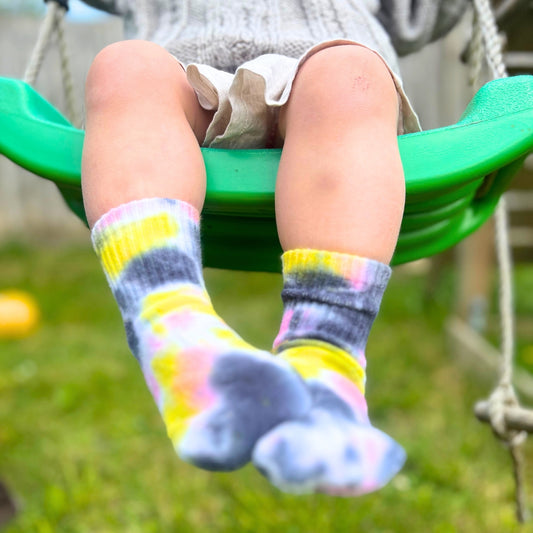 Tie-Dye Sport Grip Socks for Kids - Pink/Yellow